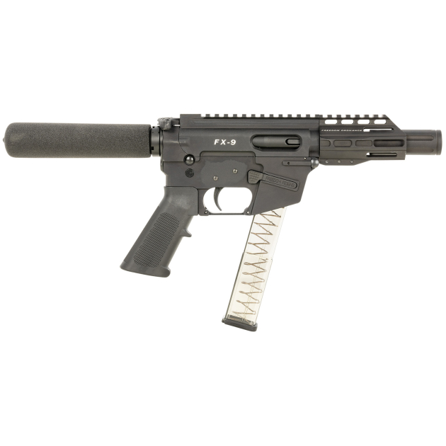 FREEDOM ORDNANCE FX9P4T FX-9  9mm Luger 32+1 4", Black, M-LOK Handguard, Padded Buffer Tube, A2 Grip, 3" Faux Suppressor, Includes Sling