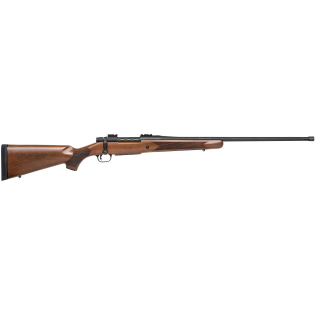 Mossberg 28130 Patriot  7mm Rem Mag 3+1 24" Threaded/Fluted Barrel w/Recessed Match Crown, Matte Blued Metal Finish, Spiral Fluted Bolt, Walnut Stock, Drop Box Magazine, Adjustable LBA Trigger