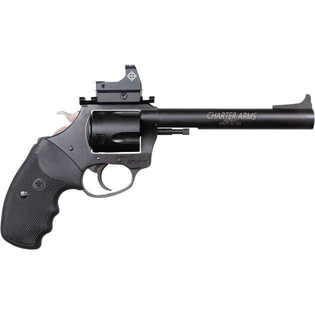 Charter Arms 63565 Mastiff Target Large Frame 357 Mag 5 Shot, 6" Black Nitride Stainless Steel Barrel, Cylinder & Frame, Black Rubber Grip, Sightmark Micro Optic, Exposed Hammer