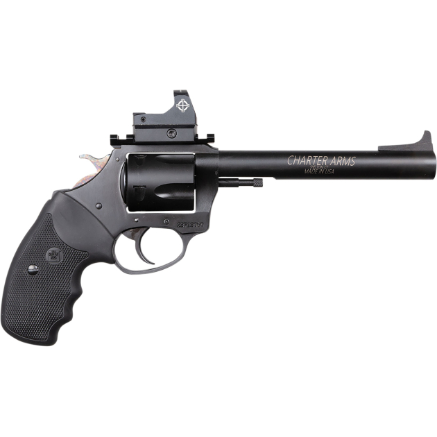 Charter Arms 64465 Mastiff Target Large Frame 44 Special 5 Shot, 6" Black Nitride Stainless Steel Barrel, Cylinder & Frame, Black Rubber Grip, Sightmark Micro Optic, Exposed Hammer