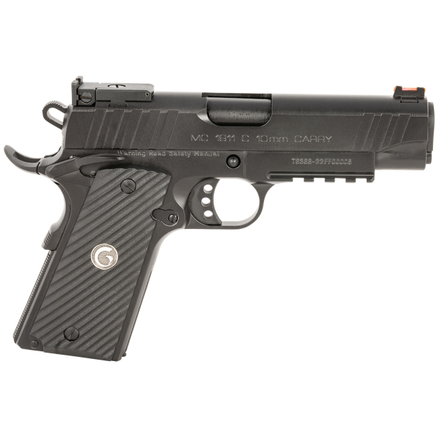 EAA GIRSAN 390605 MC1911 C  Carry Frame 10mm Auto 9+1, 4.40" Black Steel Barrel, Blued Serrated Steel Slide, Black Steel Frame w/Beavertail & Picatinny Rail, Black Grip, Ambidextrous