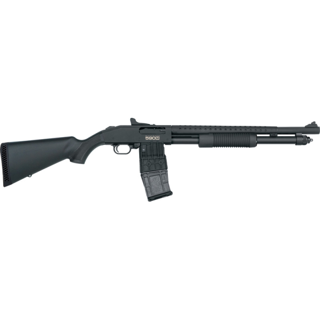 MOSSBERG 590M MAG-FED 12GA - 18.5" 10RD GHOST RING BLD/SYN