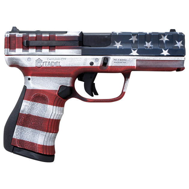 Citadel CITCP9USACAN Centurion CP9 Compact Frame 9mm Luger 14+1, 4" Black Steel Barrel, American Flag Cerakote Optic Ready/Serrated Steel Slide, Polymer Frame & Grip, Features Matching Ammo Can