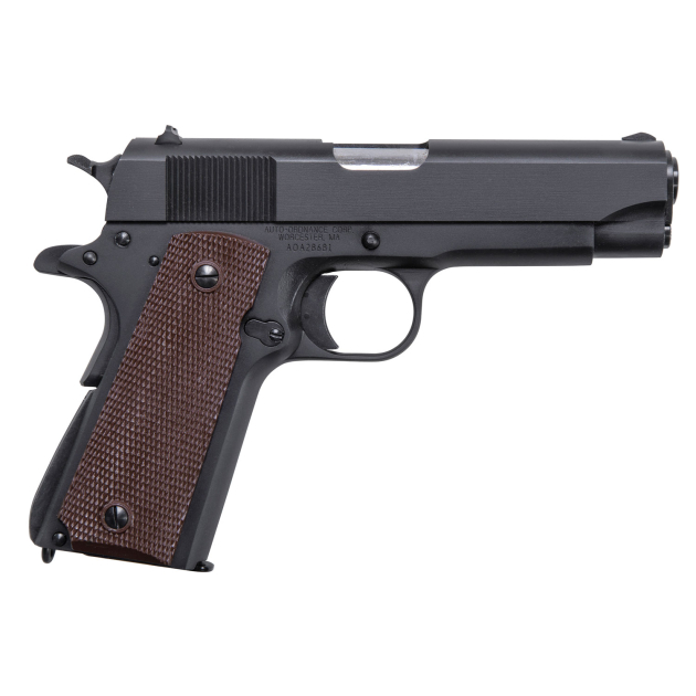 Auto-Ordnance 1911BKOC 1911 A1 Commander 45 ACP 7+1 4.25" Matte Black Serrated  Carbon Steel Slide Matte Black Matte Black Carbon Steel Brown Checkered Polymer Grips Right Hand