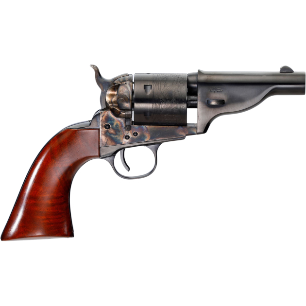 Taylors & Company 550958 The Hickok Open-Top 38 Special Caliber with 3.50" Blued Finish Barrel, 6rd Capacity Blued Finish Cylinder, Color Case Hardened Finish Steel Frame & Walnut Army Size Grip