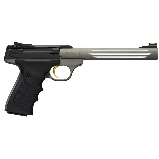 Browning 051462490 Buck Mark Lite *CA Compliant 22 LR 10+1 7.25" Matte Gray Fluted Barrel, Matte Black Serrated Steel Slide, Matte Gray Aluminum Frame, Black Ultragrip RX Grips