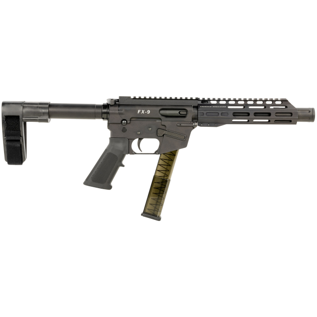 FREEDOM ORDNANCE FX9P8SBM FX-9  9mm Luger 31+1 8" Black Nitride Steel Barrel, M-LOK Handguards, Black Anodized Aluminum Picatinny Rail Receiver, Black SB Mini Brace, AR15 Grip