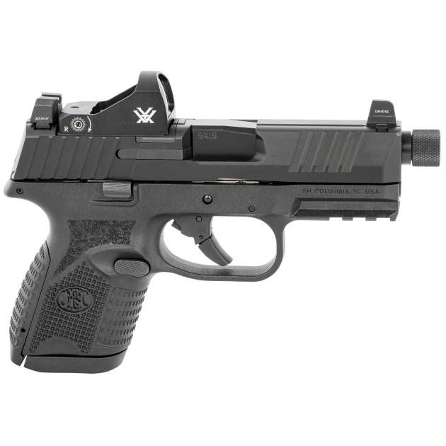 FN 66100803 509CT w/Optic 9mm Luger 10+1 4.32" Black Steel Threaded Barrel, Black PVD Optic Cut/Serrated Steel Slide & Polymer Frame w/Picatinny Rail, Vortex Viper Red Dot, Ambidextrous
