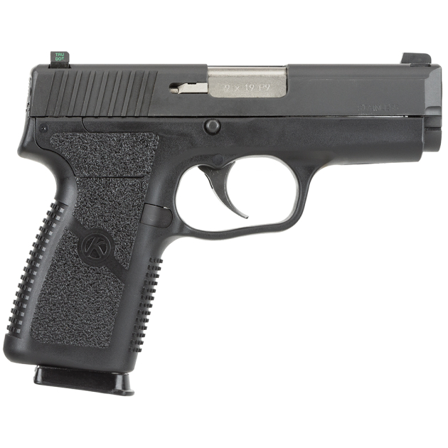 Kahr Arms KP9094N P *CA Compliant 9mm Luger Caliber with 3.60" Barrel, 7+1 Capacity, Black Finish Frame, Serrated Matte Black Stainless Steel Slide, Polymer Grip & TruGlo Night Sigts