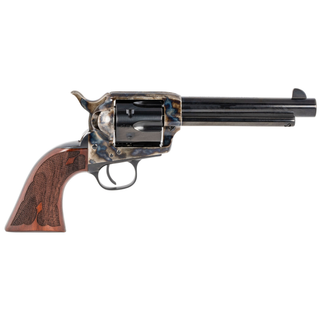 Taylors & Company 555130 Gambler  45 Colt (LC) Caliber with 5.50" Blued Finish Barrel, 6rd Capacity Blued Finish Cylinder, Color Case Hardened Finish Steel Frame & Checkered Walnut Grip