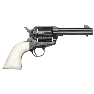 Taylors & Company 200059 1873 Cattleman Outlaw Legacy 357 Mag Caliber with 4.75" Barrel, 6rd Capacity Cylinder, Overall Blued Engraved Finish Steel & Ivory Synthetic Grip