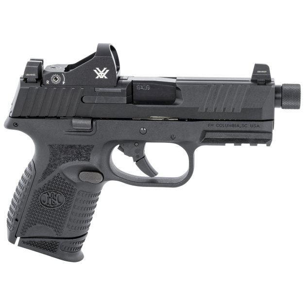 FN 66100802 509CT w/Optic 9mm Luger 12+1/24+1 4.32" Black Steel Threaded Barrel, Black PVD Optic Cut/Serrated Steel Slide & Polymer Frame w/Picatinny Rail, Vortex Viper Red Dot, Ambidextrous