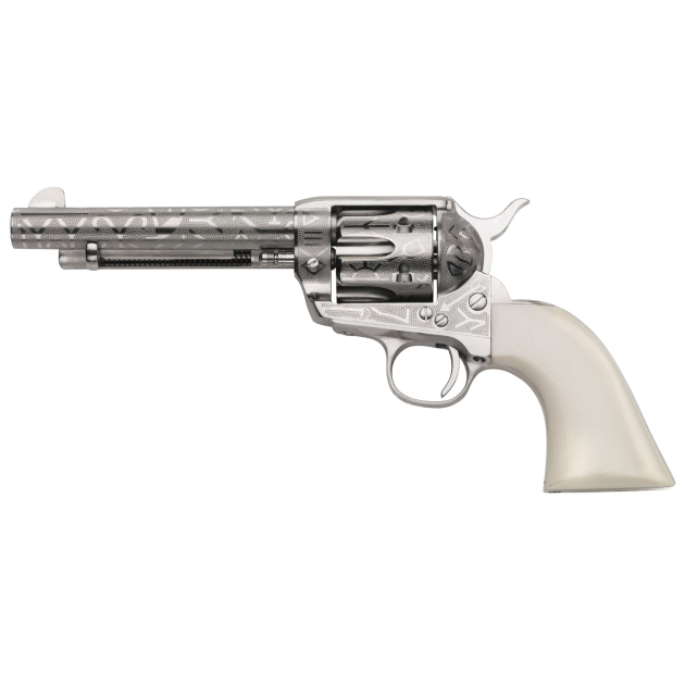 Taylors & Company 200060 1873 Cattle Brand 357 Mag Caliber with 5.50"  Barrel, 6rd Capacity Cylinder, Overall Nickel-Plated Engraved Finish Steel & Ivory Synthetic Grip