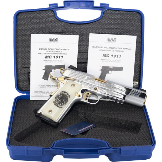 GIRSAN MC1911S LIBERADORE II - 45ACP CHROME/GOLD ENGRAVED 8RD