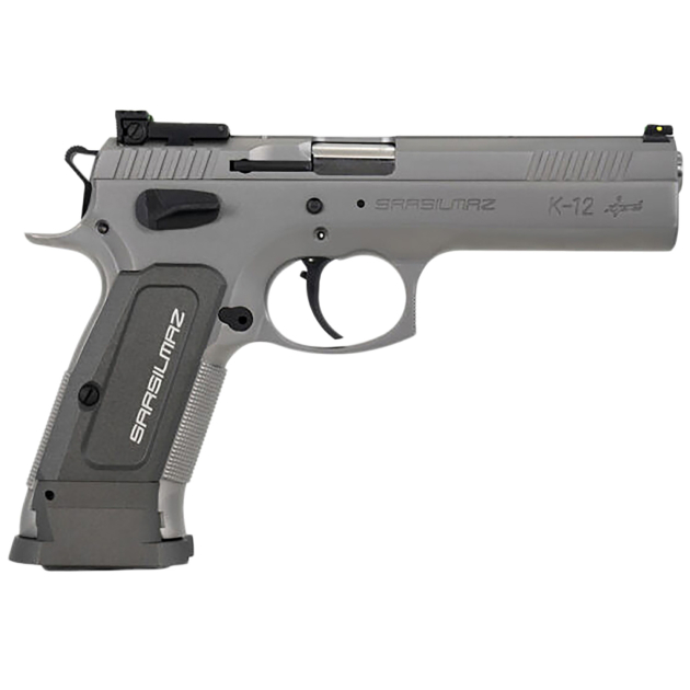 SAR USA K12STSP K12 Sport 9mm Luger Caliber with 4.70" Barrel, 17+1 Capacity, Overall Stainless Finish Steel, Beavertail Frame, Serrated Slide & Gray Polymer Grip