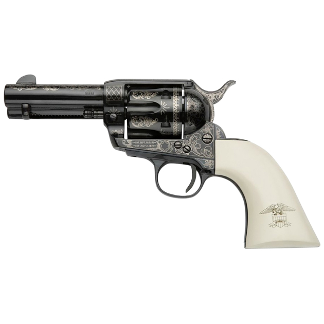Pietta GW9LLE312NMUI Great Western II Liberty 9mm Luger 6rd 3.50" Blued Engraved Octagon Steel Barrel & Engraved Steel Frame