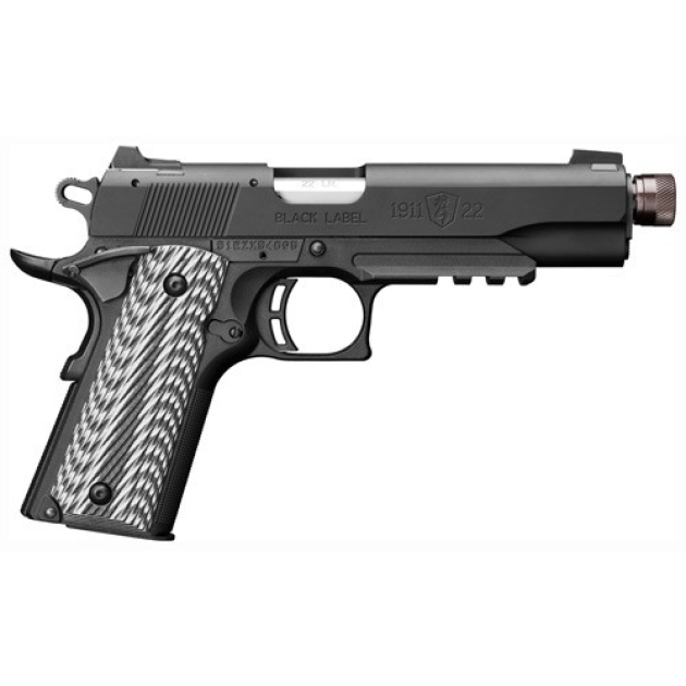 BROWNING 1911-22 SUPPR READY - 22LR 4.87"FS BLACK/G10 GRIPS