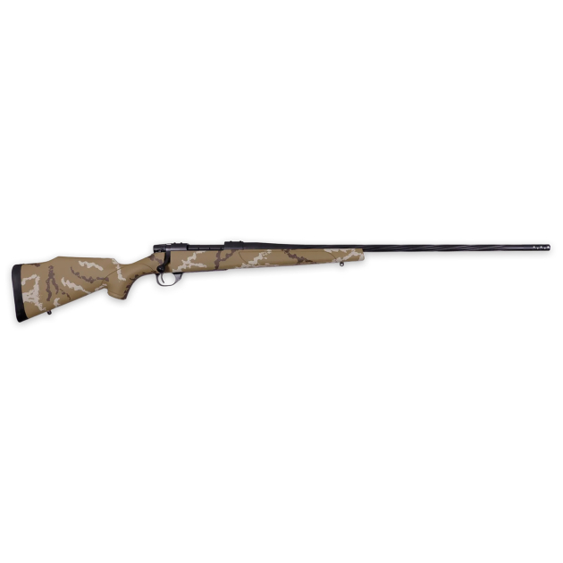 Weatherby VHH7MMPR6B Vanguard Outfitter Full Size 7mm PRC 3+1 26" Black Cerakote #2 Fluted/Threaded Barrel & Drilled & Tapped Steel Receiver, Tan w/Brown & White Sponge Monte Carlo Synthetic Stock