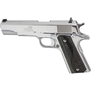 IVER JOHNSON 1911A1 45ACP 5" - FS 8RD CHROME BLACK WOOD GRIP