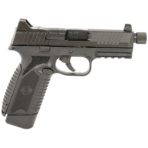 FN 66101385 545 Tactical 45 ACP 10+1 4.71" Black Target Crown/Threaded Steel Barrel, Black Optic Cut/Serrated Steel Slide & Polymer Frame w/Picatinny Rail, Ambidextrous