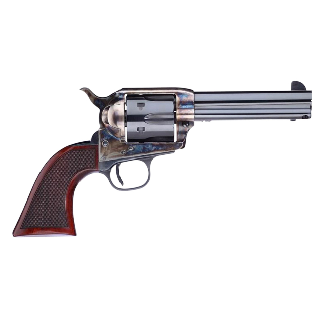 Taylors & Company 556201DE Short Stroke Smoke Wagon 45 Colt (LC) 6rd 4.75" Blued Cylinder & Barrel Color Case Hardened Steel Frame Checkered Walnut Navy Size Grip (Taylor Tuned)