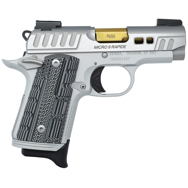 Kimber Mfg.,inc 3300230 Micro 9 Rapide Dawn 9mm 7+1 3.15" Brushed Stainless/Silver KimPro II Grey/Black G10 Grip