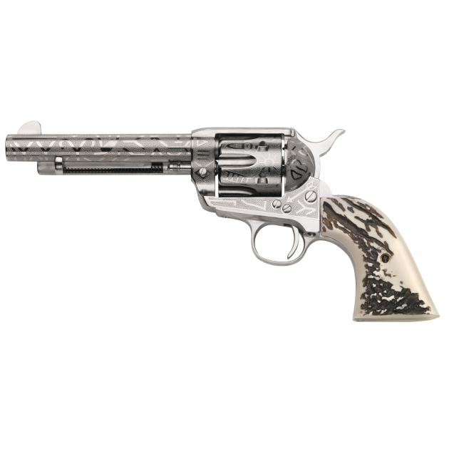 Taylors & Company OG1407 1873 Cattle Brand 357 Mag 6rd 5.50" Nickel Engraved Imitation Stag Grip