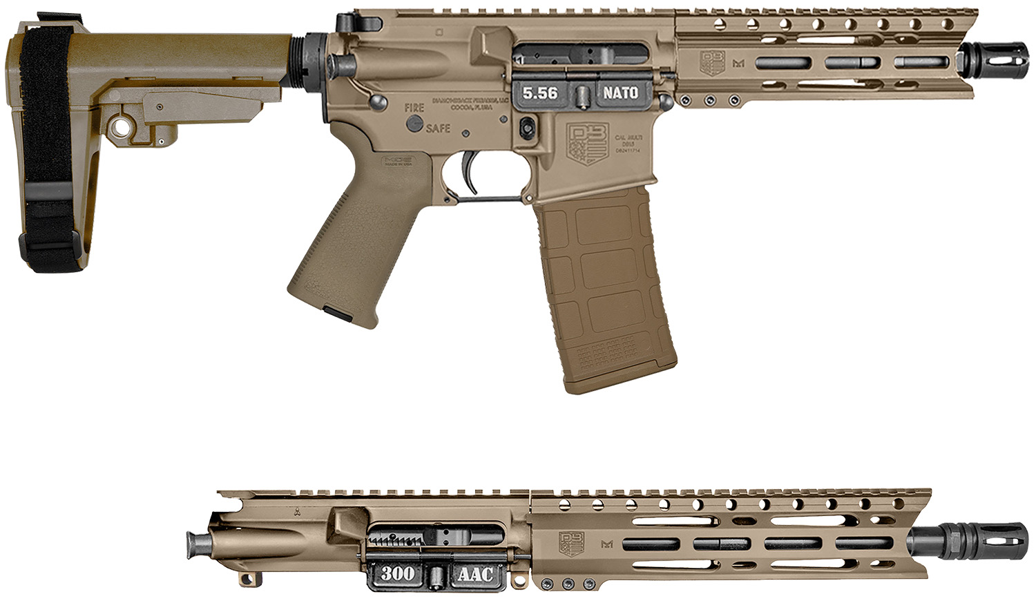 Diamondback DB195AK061 DB15 5.56/300BLK 30rd 7"/10" Black Nitride Flat Dark Earth Magpul Grip