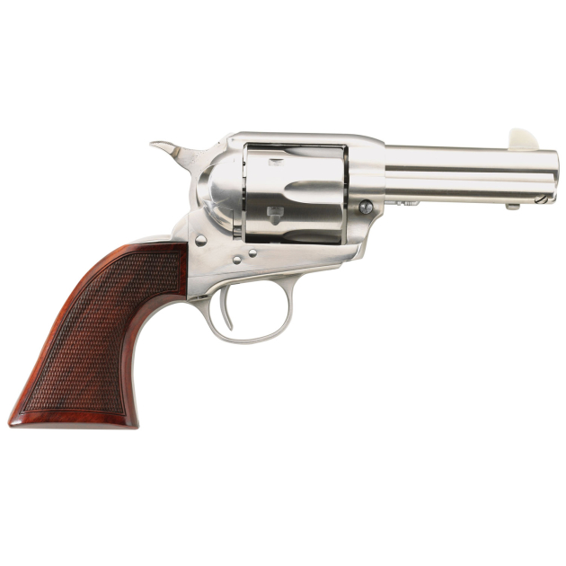 Taylors & Company 550818 Runnin Iron 45 Colt (LC) Caliber with 3.50" Barrel, 6rd Capacity Cylinder, Overall Stainless Steel Finish & Checkered Walnut Grip