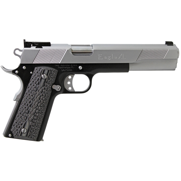 Iver Johnson Arms EAGLEXL10TT Eagle Deluxe 10mm Auto 8+1 6" Steel Barrel, Hard Chrome Serrated Steel Slide, Matte Black Steel Frame w/Beavertail, Black/Gray G10 Grip