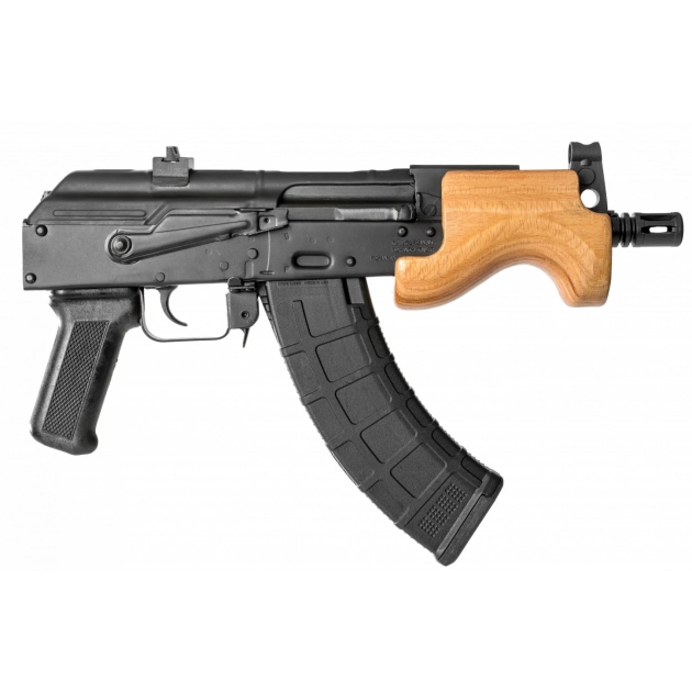 Century Arms Romanian Micro Draco Stamped AK-47 Pistol - Black | 7.62x39 | 6" Barrel | Wood Handguard