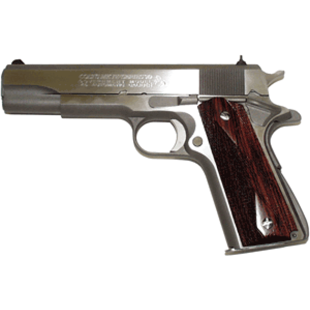 COLT GOVT SERIES 70 45ACP - STAINLESS FS WOOD GRIPS