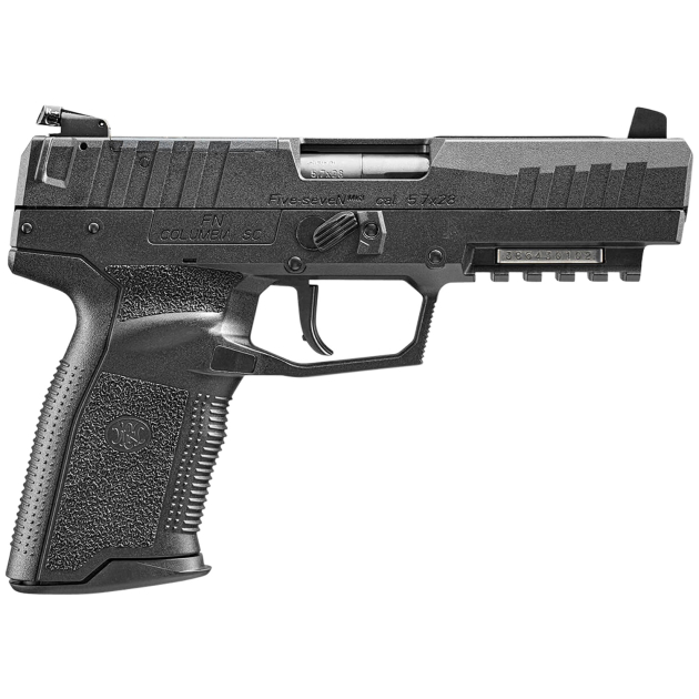 FN 66101274 Five-seveN MRD 5.7x28mm 20+1 4.80" Black Steel Barrel, Black Optic Ready/Serrated Steel Slide & Polymer Frame w/Picatinny Rail, Black Textured Polymer Grip, Ambidextrous