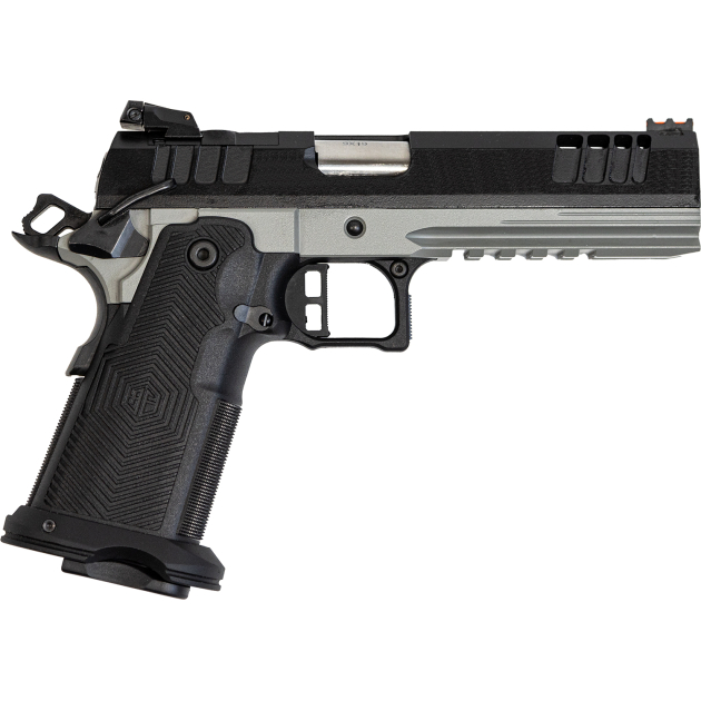 Great Lakes Firearms GL1911DS9FSSSRK 1911 DS Synergy 9mm Luger 20+1 5" Optic Cut/Serrated Cerakote Black Molded Grip Bull Shark Frame