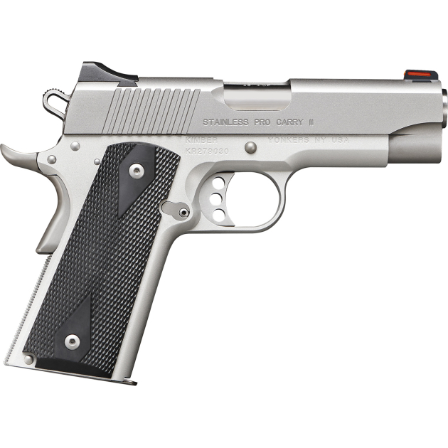 Kimber Mfg.,inc 3200052CA Stainless Pro Carry II (CA) 45 ACP 7+1 4" Stainless Steel Slide Satin Silver Black Synthetic Double Diamond Checkering Grip