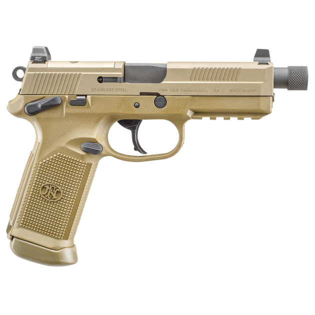FN 66968 FNX Tactical 45 ACP  5.30" Threaded Barrel 15+1, Flat Dark Earth, Manual Safety, Night Sights