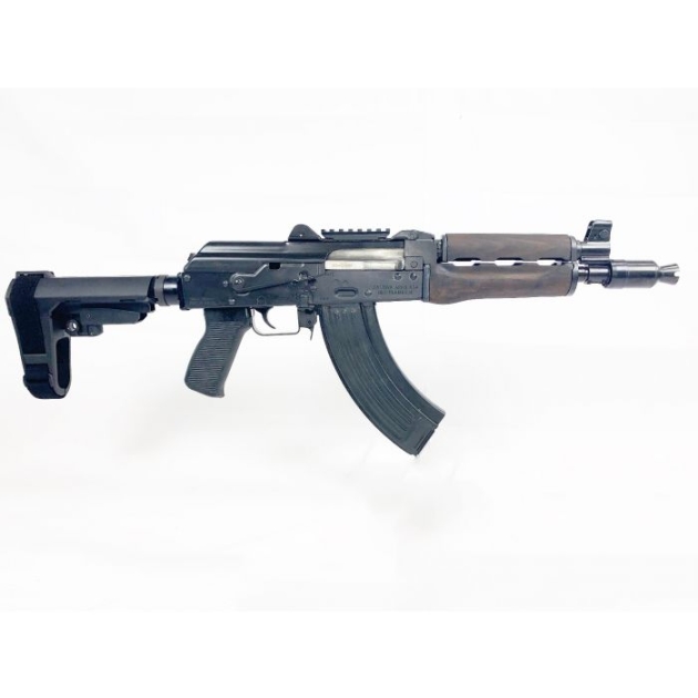 Zastava ZPAP92 AK-47 Pistol BULGED TRUNNION 1.5MM RECEIVER - Stained Wood Handguard | 7.62x39 | 10" Chrome Lined Barrel | Booster Brake | SBA3 Arm Brace