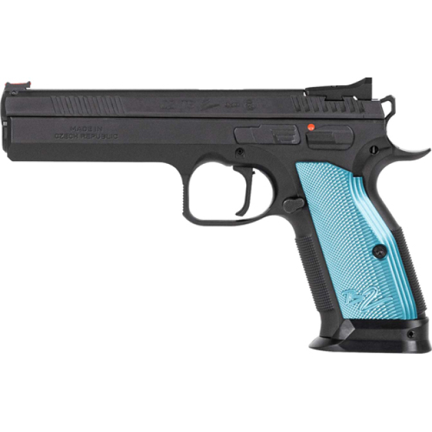 CZ TS2 SA 9MM FS 10-SHOT - BLACK POLYCOAT BLUE GRIP