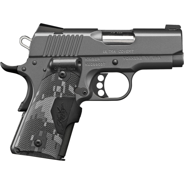 Kimber Mfg.,inc 3000250 Ultra Covert 45 ACP 7+1 3" Stainless Steel Slide Charcoal Gray KimPro II Frame Serrations Crimson Trace Urban Camouflage Grip
