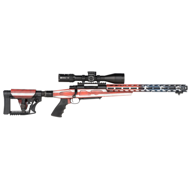 Howa HFLG65C16 M1500 APC Chassis Gen2 6.5 Creedmoor 10+1 16.25" Barrel, American Flag Cerakote Receiver, American Flag 6 Position Luth-AR MBA-4 with Aluminum Chassis Stock, Black Polymer Grip