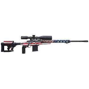 Howa HCRA72507USKMDT M1500 APC Chassis 6.5 Creedmoor 24" Blued Heavy Barrel 10+1 (3 Mags), American Flag Cerakote 6 Position Luth-AR MBA-4 w/Aluminum Chassis Stock, Includes Bipod and Grips