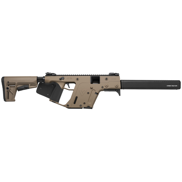 Kriss USA KV45CFD22 Vector CRB G2 45 ACP 10+1 16" Black Barrel Shroud, FDE Rec & Fixed Stock, Black California Paddle Grip, Flip Up Sights