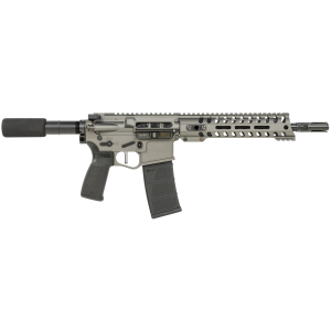 Patriot Ordnance Factory 01802 Minuteman Direct Impingement 5.56x45mm NATO Caliber with 10.50" Barrel, 30+1 Capacity, Tungsten Metal Finish, Buffer Tube Stock & Black MFT Grip Right Hand