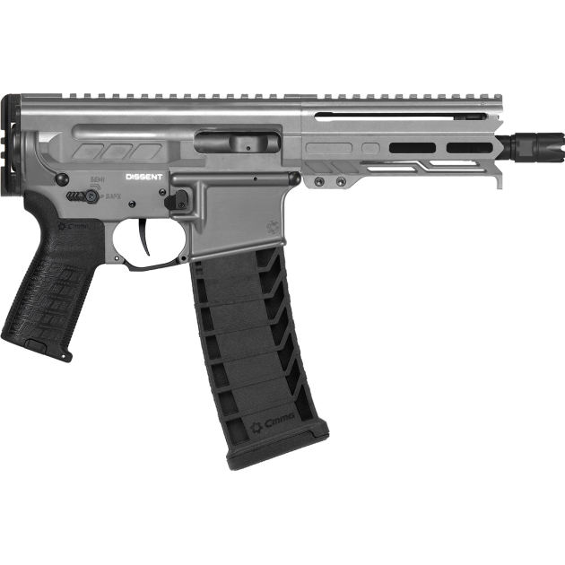 CMMG 94A6867TNG Dissent MK4 9mm Luger 33+1 6.50", Tungsten Gray Rec, Picatinny Brace Adapter, 5.50" M-LOK Handguard, Left Side Charging Handle, Zeroed Linear Comp, Zeroed Drop-In Single Stage Trigger