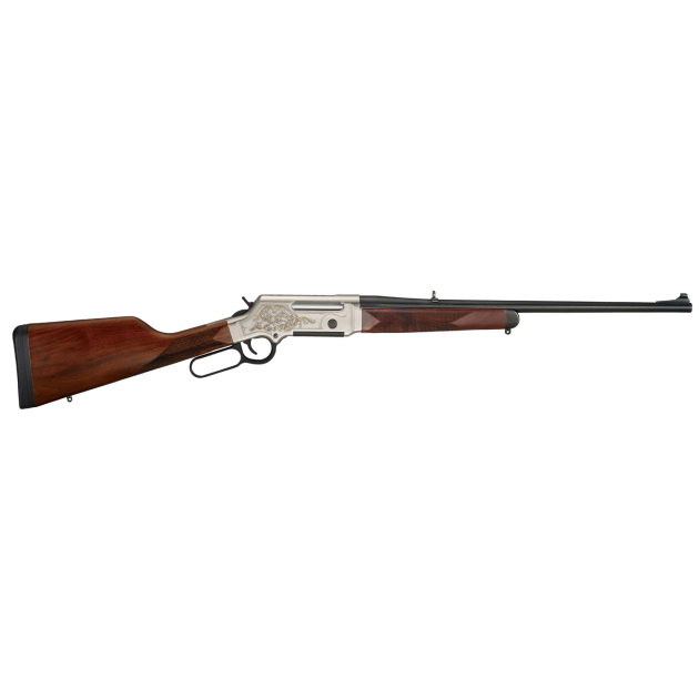 Henry H014D243 Long Ranger Deluxe Full Size 243 Win 4+1 20" Blued Steel Barrel, Engraved Nickel-Plated w/24K Gold Inlay Steel Receiver, American Walnut Stock Right Hand
