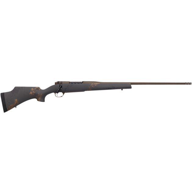 Weatherby MCU03N65CMR4B Mark V Camilla Ultra Lightweight Compact 6.5 Creedmoor 3+1 22" Barrel, Midnight Bronze Cerakote Metal Finish, Black with Smoke/Gold Sponge Accents Monte Carlo Stock
