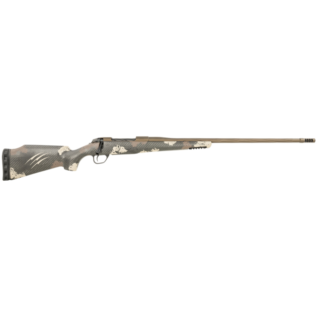 Fierce Firearms FRG7PRC24MM Twisted Rage Full Size 7mm Rem 3+1 24" Midnight Bronze Cerakote Fluted Threaded Barrel & Receiver, Trophy Camo C3 Carbon Rage w/Pic Rail Carbon Fiber Stock