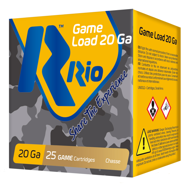 Rio Ammunition RC208 Game Load 20Gauge 2.75" 1oz 8Shot 25 Per Box/10 Case