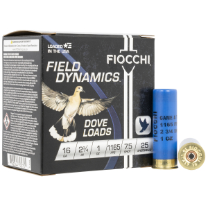 Fiocchi 16GT75 Field Dynamics Dove & Quail 16Gauge 2.75" 1oz 7.5Shot 25 Per Box/10 Case