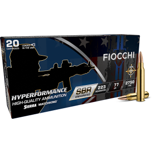 Fiocchi 223SBRD Hyperformance 223Rem 77gr Hollow Point Boat Tail 20 Per Box/10 Case